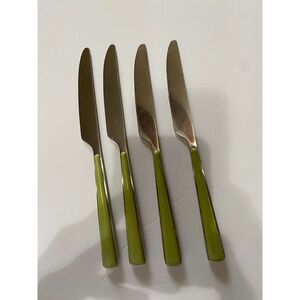 Vintage Set of 4 Fiesta Merengue Knives Avocado Green